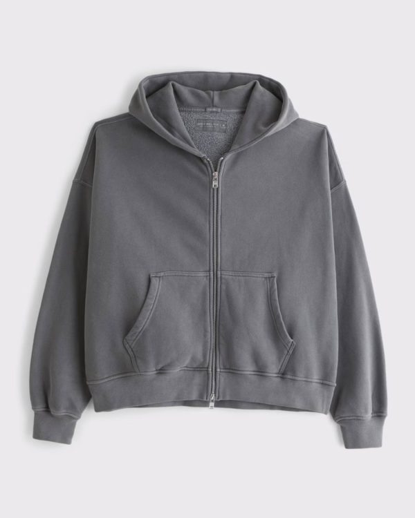 Essential Cropped Full-Zip Hoodie