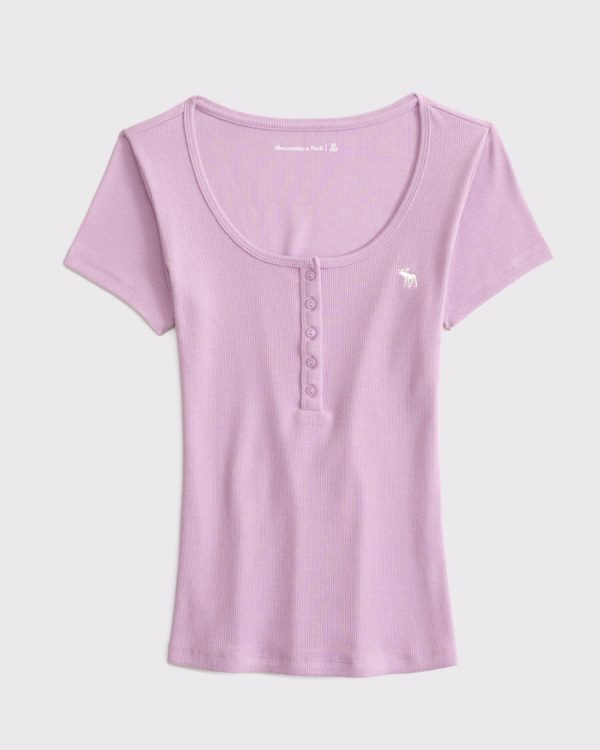 Short-Sleeve Icon Henley Rib Top