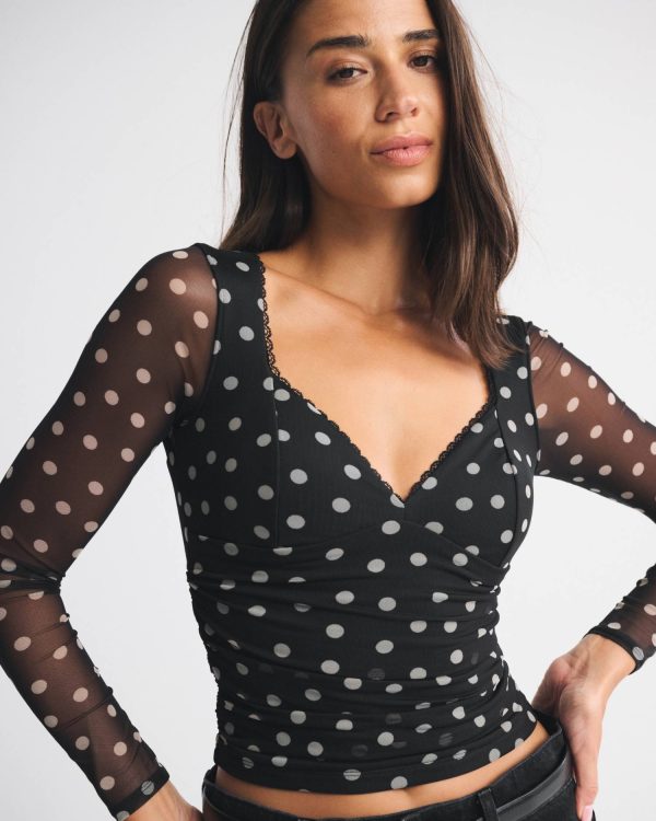 A&F Zoe Bra-Free Long-Sleeve Mesh Top