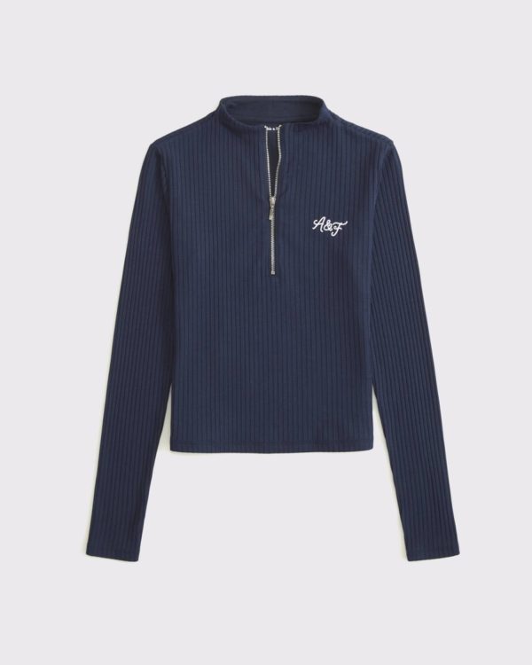Long-Sleeve Logo Rib Half-Zip