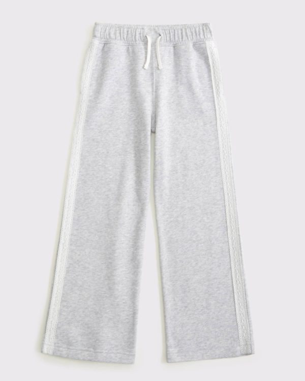 Lace-Trim Wide Leg Sweatpants