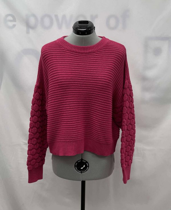 Women's Woven Heart Long Sleeve Sweater, Medium