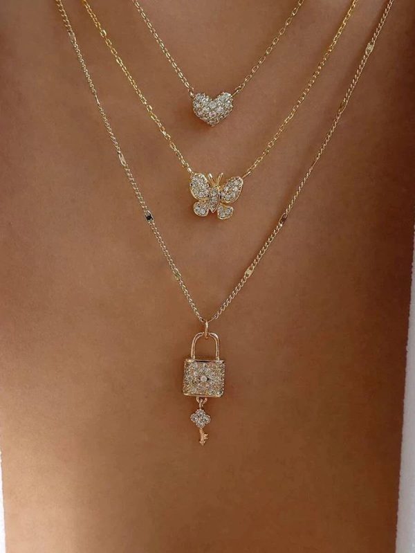 Rhinestone Heart Layered Necklace